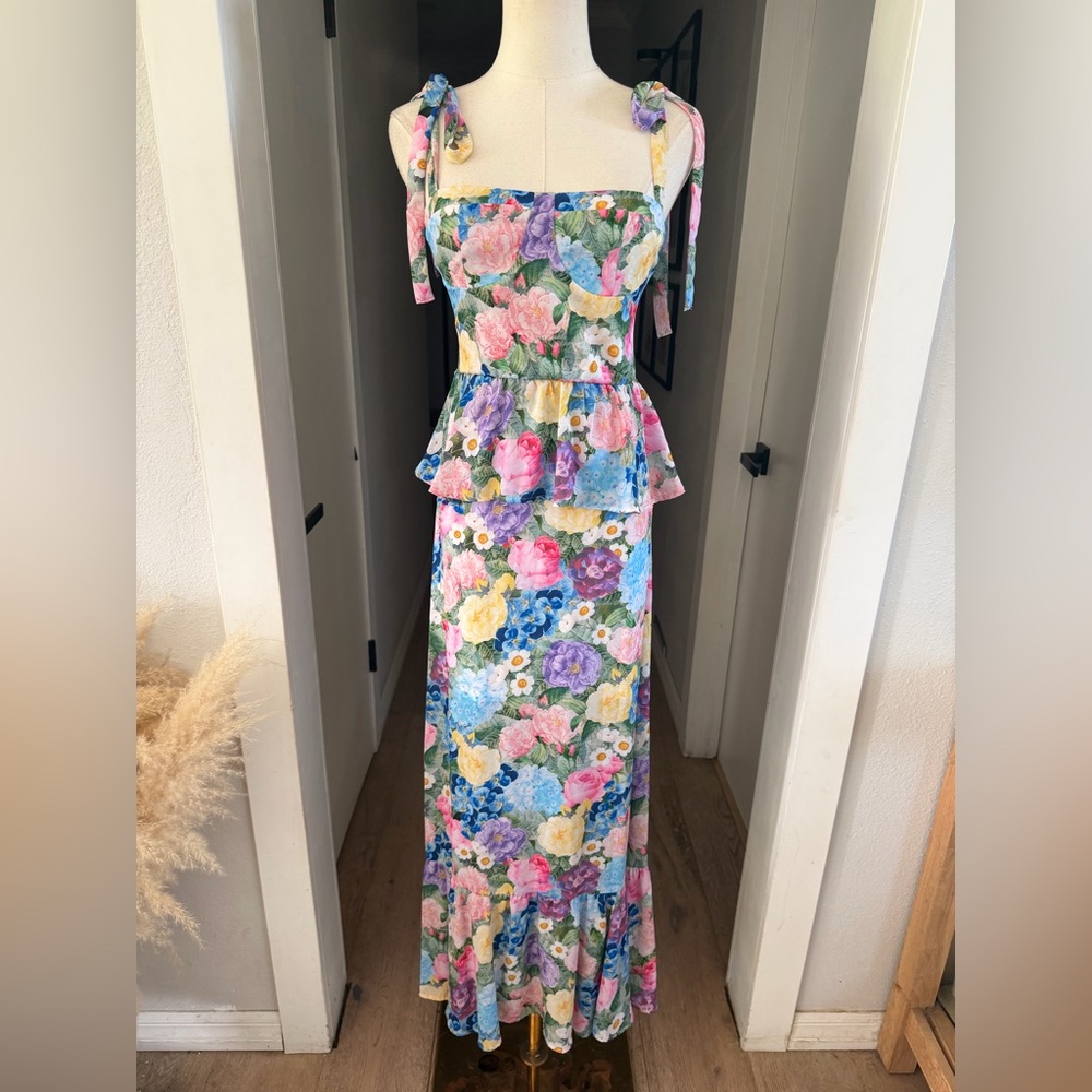 Show Me Your MuMu Paxton Floral Midi Dress in Flower Shop Sz S - Picture 3 of 10